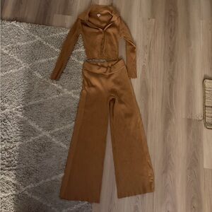 Aerie Brown Ribbed Sweater Set